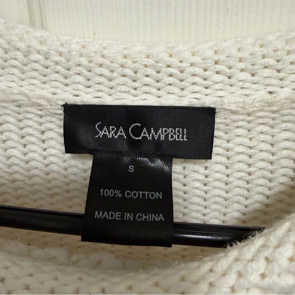 SARA CAMPBELL White Popcorn Pullover Sweater Size Small